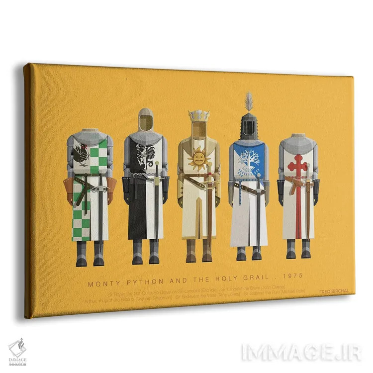 تابلو مونتی پایتون و جام مقدس، ۱۹۷۵ اثر فرد بیرچال - نمای پرسپکتیو محصول