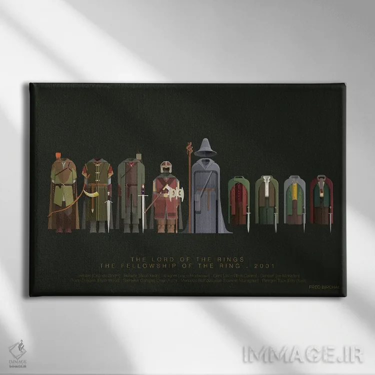 تابلو ارباب حلقهها (مجموعه) اثر فرد بیرچال - نمای روبهرو روی دیوار