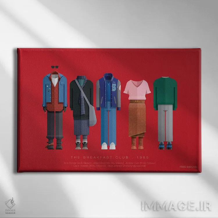 تابلو باشگاه صبحانه، ۱۹۸۵ اثر فرد بیرچال - نمای روبهرو روی دیوار