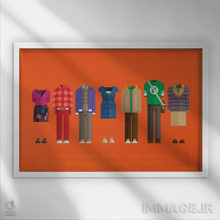 تابلو تئوری بیگ بنگ (سریال) اثر فرد بیرچال - نمای قابدار سفید