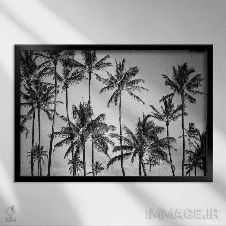تابلو بهشت نخلها اثر دیزاین فابریکن (استودیو طراحی دانمارکی) - نمای قابدار مشکی