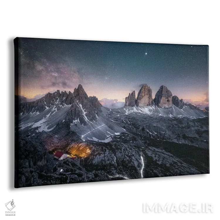 تابلو دولومیتها در شب (کوههای ایتالیا) اثر فابیو آنتنور - نمای پرسپکتیو محصول