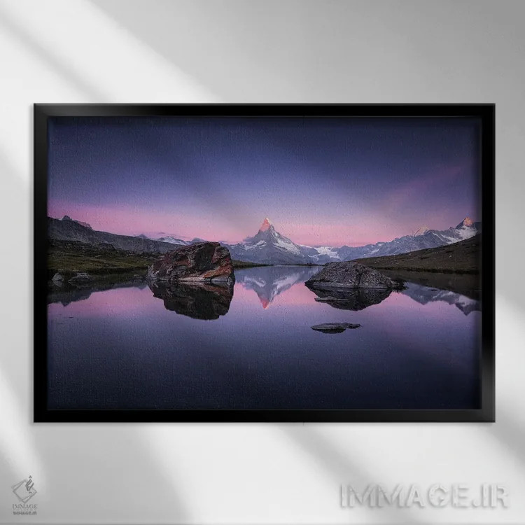 تابلو صبح در استلیزی (دریاچه سوئیس) اثر فابیو آنتنور - نمای قابدار مشکی
