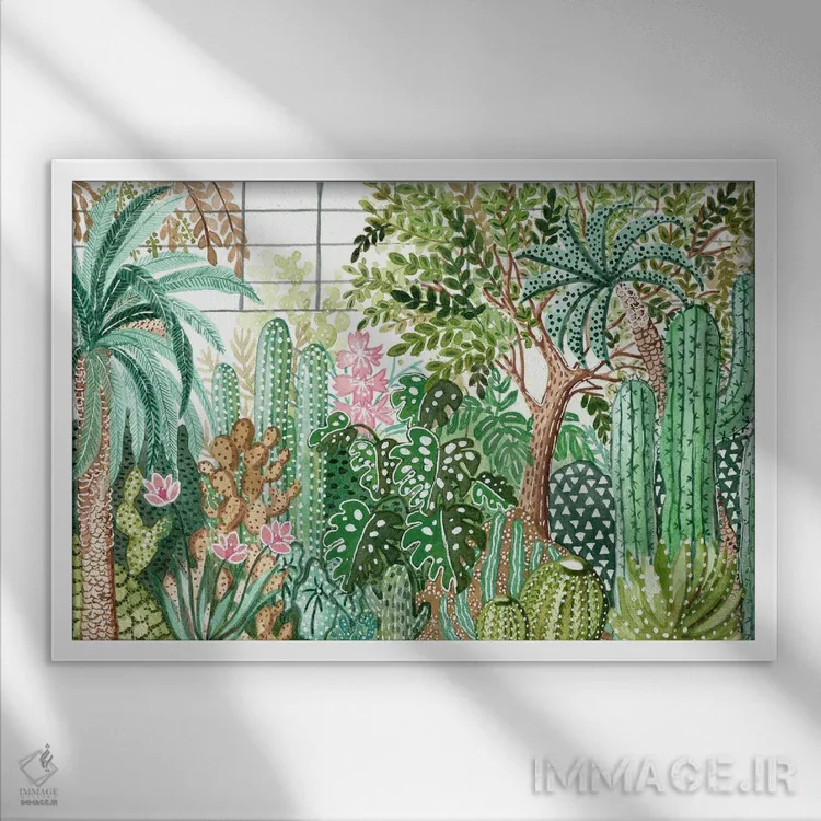 تابلو باغ گیاهشناسی دو اثر افانکی دیزاینز (استودیو طراحی) - نمای قابدار سفید