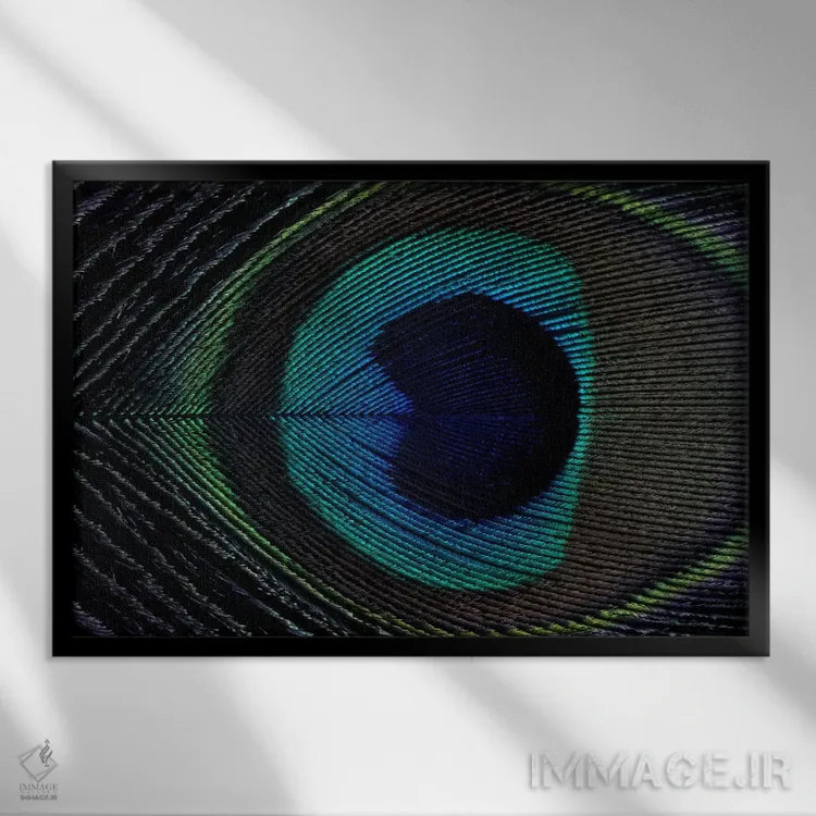 تابلو پر طاووس ۱ اثر آلیسون فنل - نمای قابدار مشکی