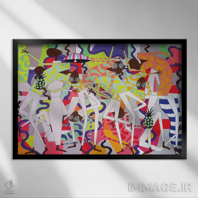 تابلو مهمانی رقص آناناس ۳ اثر فرانتیشک فلوریان - نمای قابدار مشکی