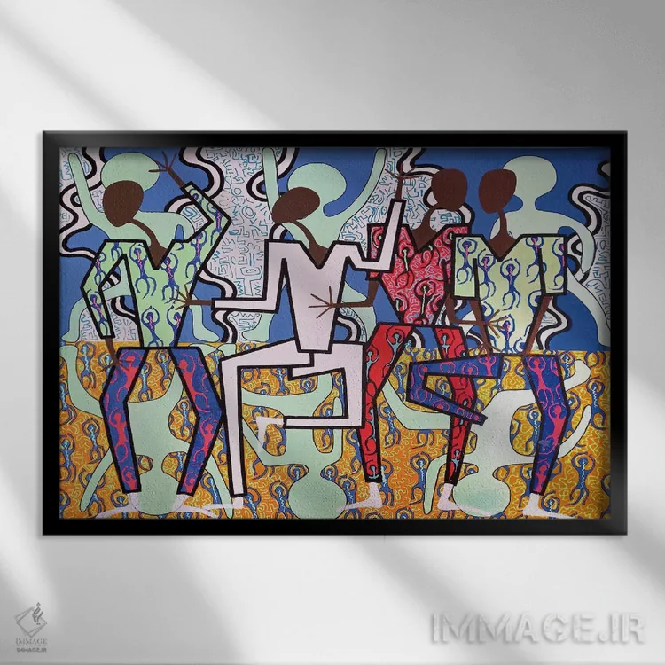 تابلو پیکرههای رقصان شاد ۷ اثر فرانتیشک فلوریان - نمای قابدار مشکی