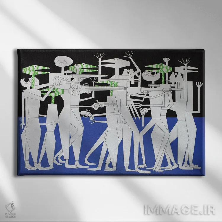 تابلو خزندگان انتزاعی اثر فرانتیشک فلوریان - نمای روبهرو روی دیوار
