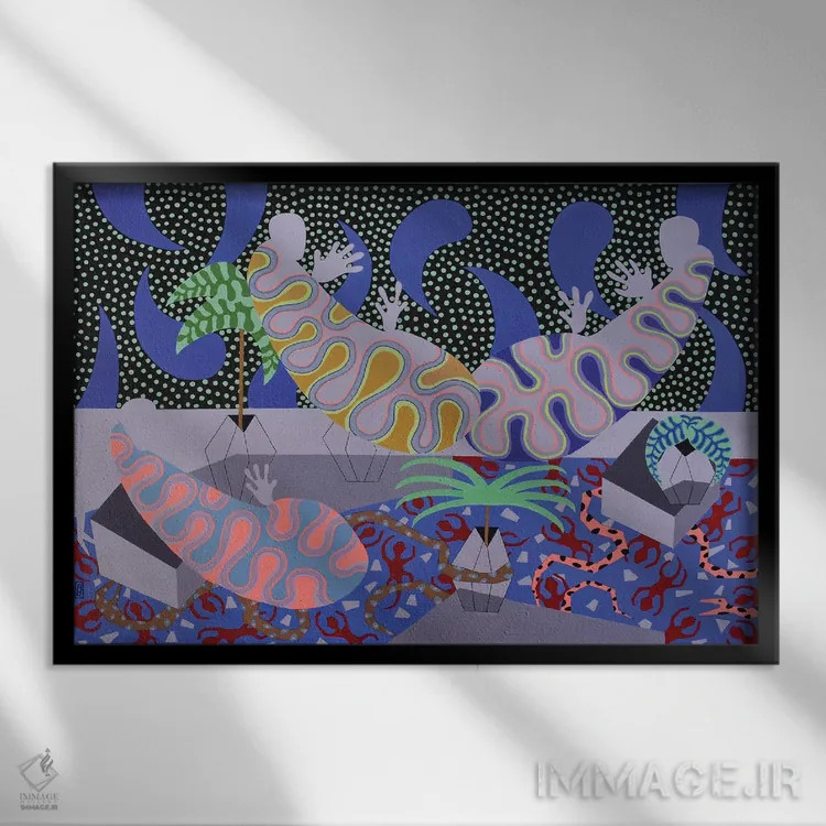 تابلو خوابندگان انتزاعی ۶ اثر فرانتیشک فلوریان - نمای قابدار مشکی