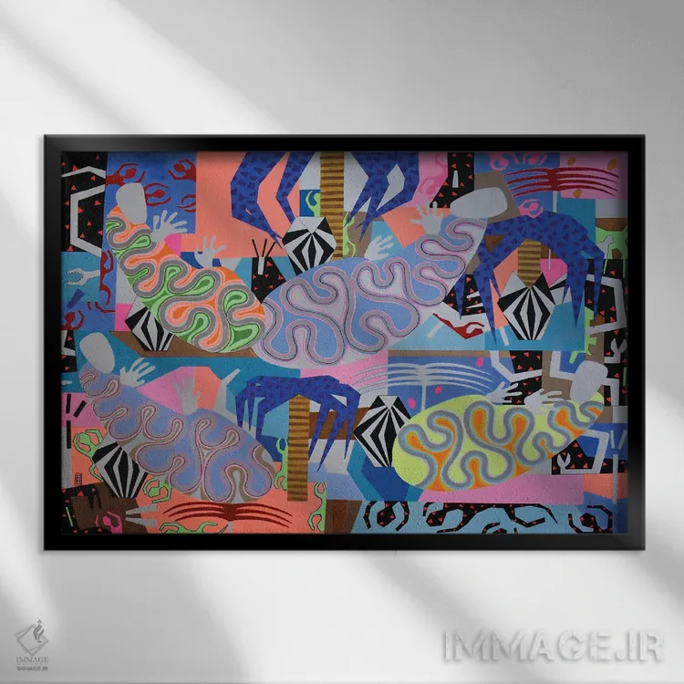 تابلو خوابندگان انتزاعی ۱۱ اثر فرانتیشک فلوریان - نمای قابدار مشکی