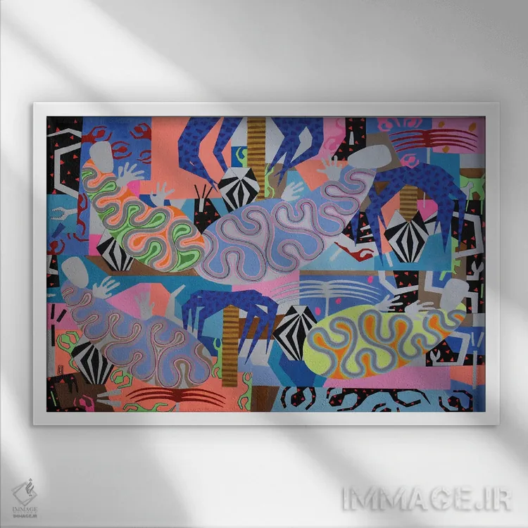 تابلو خوابندگان انتزاعی ۱۱ اثر فرانتیشک فلوریان - نمای قابدار سفید