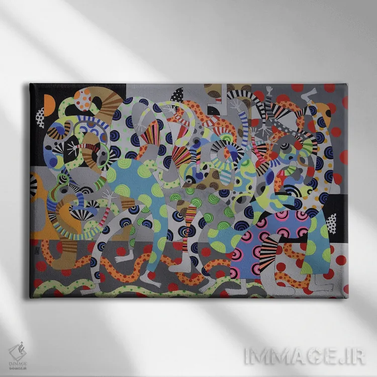 تابلو پیکرههای رقصان فانکی ۱۰ اثر فرانتیشک فلوریان - نمای روبهرو روی دیوار