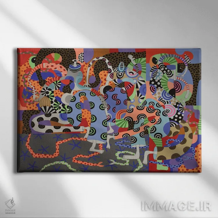 تابلو پیکرههای رقصان فانکی ۱۳ اثر فرانتیشک فلوریان - نمای روبهرو روی دیوار