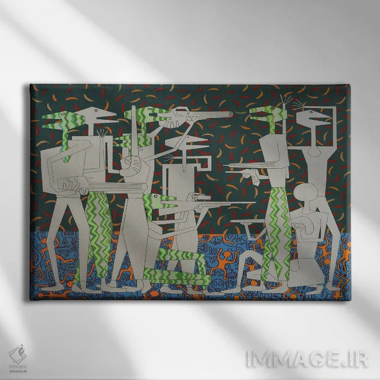 تابلو خزندگان انتزاعی ۵ اثر فرانتیشک فلوریان - نمای روبهرو روی دیوار