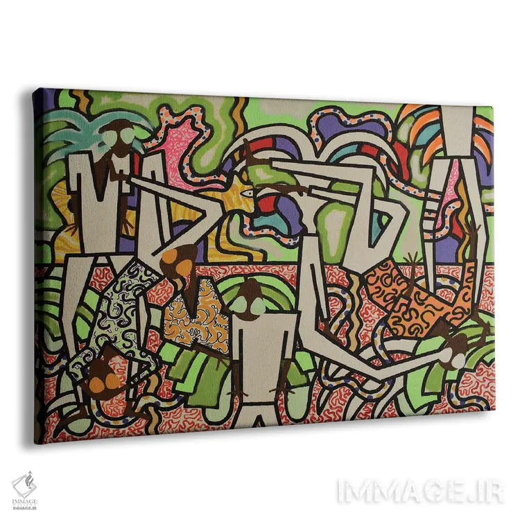 تابلو انتزاعی گرمسیری با درختان نخل اثر فرانتیشک فلوریان - نمای پرسپکتیو محصول