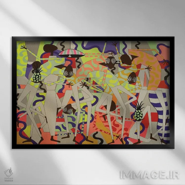 تابلو مهمانی رقص گرمسیری شماره ۹ اثر فرانتیشک فلوریان - نمای قابدار مشکی