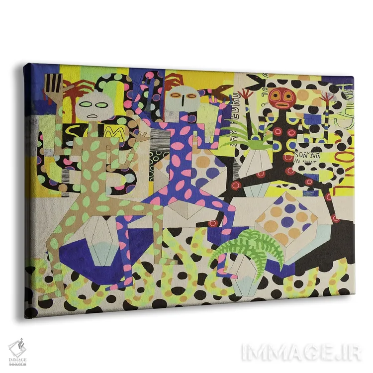 تابلو پیکرههای انتزاعی شاد شماره ۳ اثر فرانتیشک فلوریان - نمای پرسپکتیو محصول