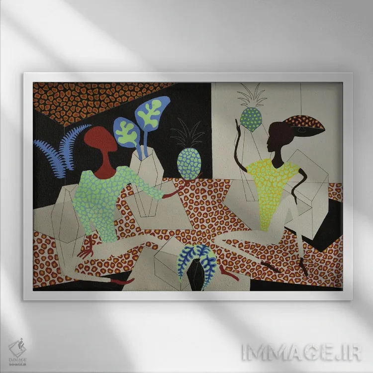 تابلو استراحتگاه آناناس با گیاهان اثر فرانتیشک فلوریان - نمای قابدار سفید