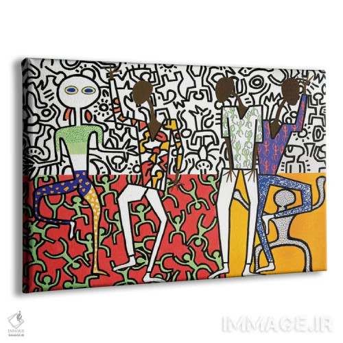 تابلو مهمانی رقص با الهام از هَرینگ یک (ژانر هنری کیت هَرینگ) اثر فرانتیشک فلوریان - نمای پرسپکتیو محصول