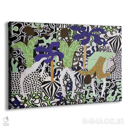 تابلو مهمانی رقص با الهام از هَرینگ شش (ژانر هنری کیت هَرینگ) اثر فرانتیشک فلوریان - نمای پرسپکتیو محصول