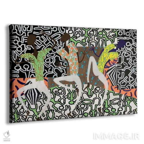 تابلو مهمانی رقص با الهام از هَرینگ هفت (ژانر هنری کیت هَرینگ) اثر فرانتیشک فلوریان - نمای پرسپکتیو محصول