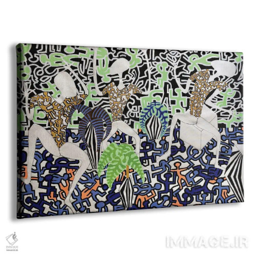 تابلو مهمانی رقص با الهام از هَرینگ نه (ژانر هنری کیت هَرینگ) اثر فرانتیشک فلوریان - نمای پرسپکتیو محصول