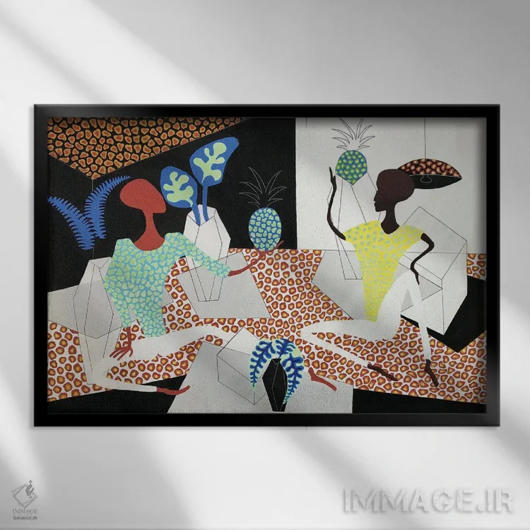 تابلو استراحتگاه آناناسی با گیاهان اثر فرانتیشک فلوریان - نمای قابدار مشکی