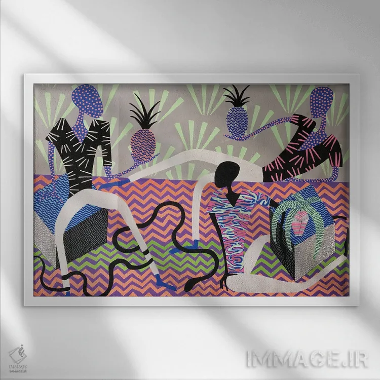 تابلو مهمانی آناناس بنفش اثر فرانتیشک فلوریان - نمای قابدار سفید