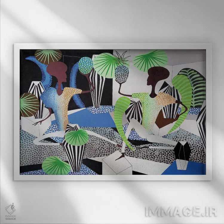 تابلو مهمانی استراحت گیاهان یک اثر فرانتیشک فلوریان - نمای قابدار سفید