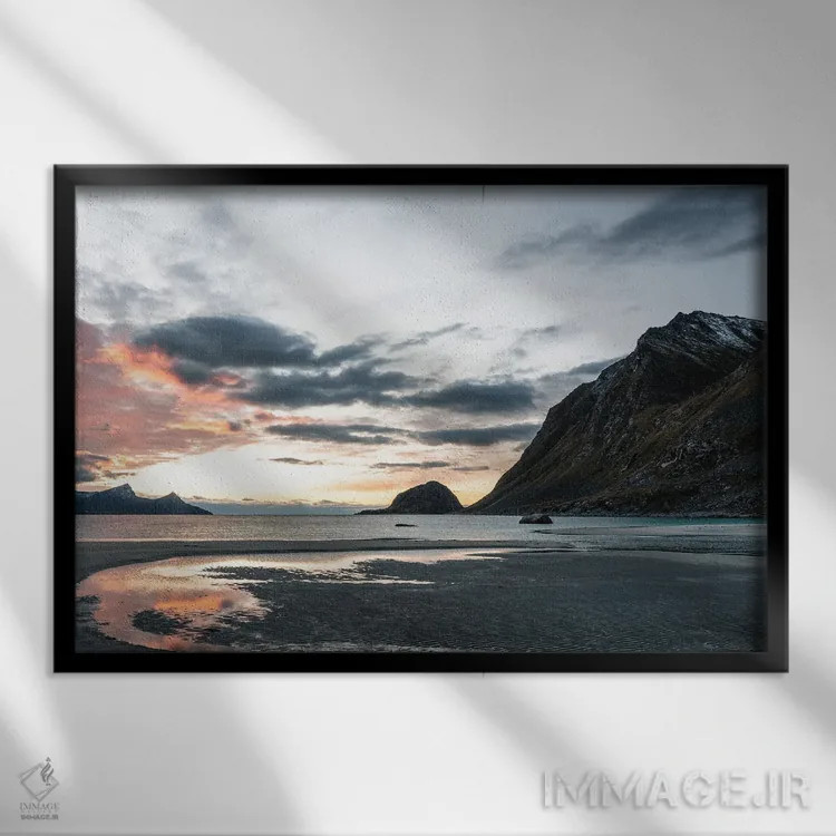 تابلو غروب در ساحل اثر فابیان فورتمن - نمای قابدار مشکی