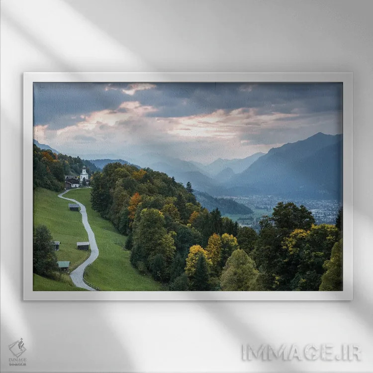 تابلو جاده به سوی غروب اثر فابیان فورتمن - نمای قابدار سفید