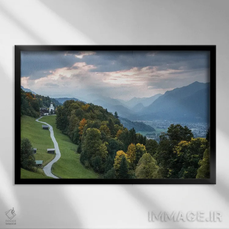 تابلو جاده به سوی غروب اثر فابیان فورتمن - نمای قابدار مشکی