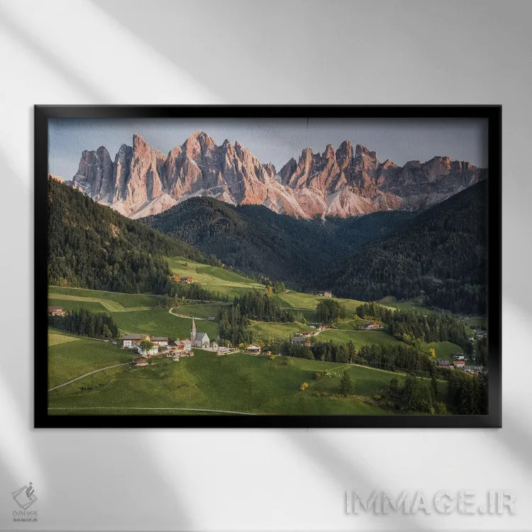 تابلو کوههای ایتالیا اثر فابیان فورتمن - نمای قابدار مشکی