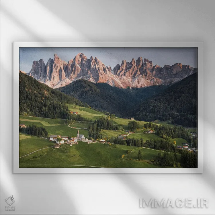 تابلو کوههای ایتالیا اثر فابیان فورتمن - نمای قابدار سفید