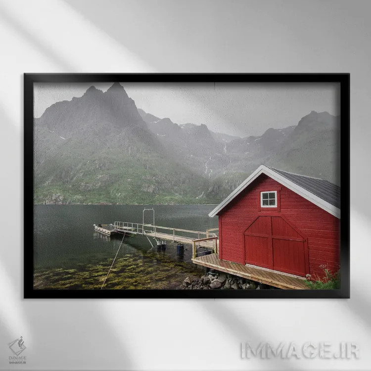 تابلو قایقخانه قرمز اثر فابیان فورتمن - نمای قابدار مشکی