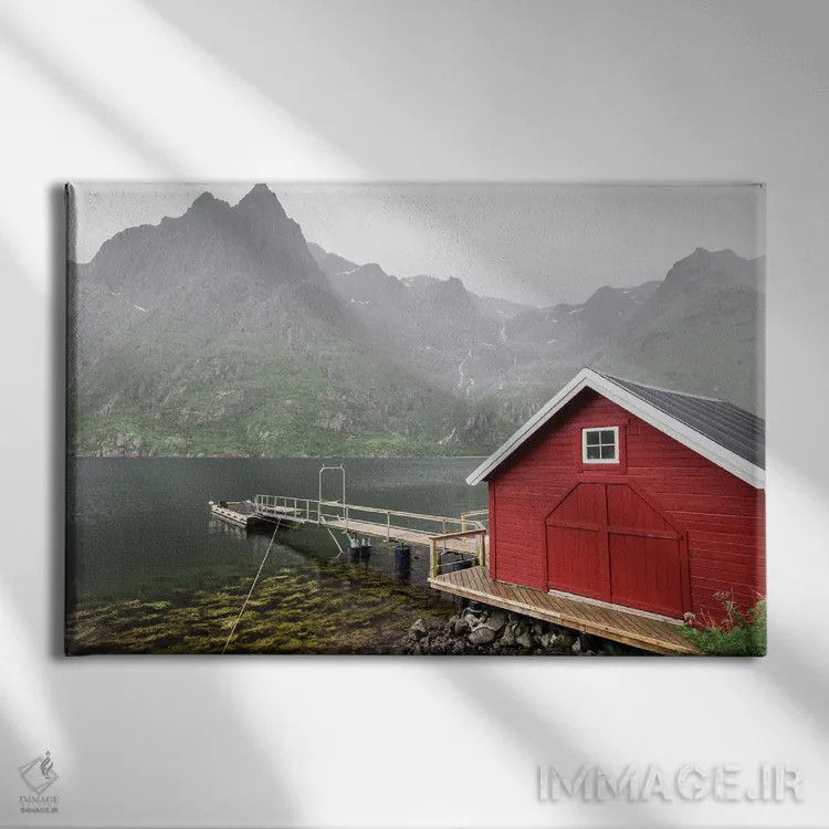 تابلو قایقخانه قرمز اثر فابیان فورتمن - نمای روبهرو روی دیوار