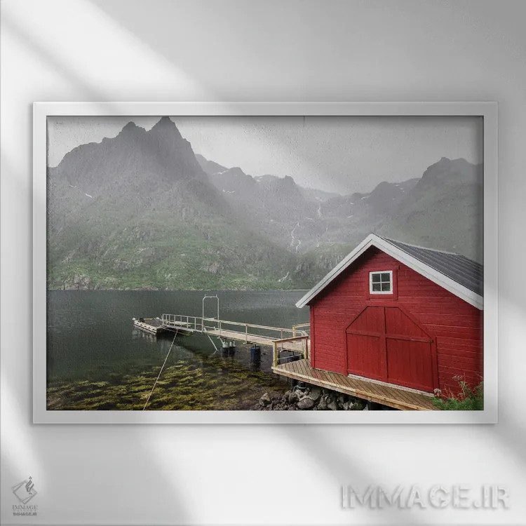 تابلو قایقخانه قرمز اثر فابیان فورتمن - نمای قابدار سفید