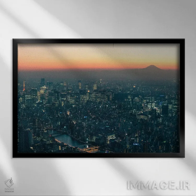 تابلو غروب خط افق توکیو اثر فابیان فورتمن - نمای قابدار مشکی