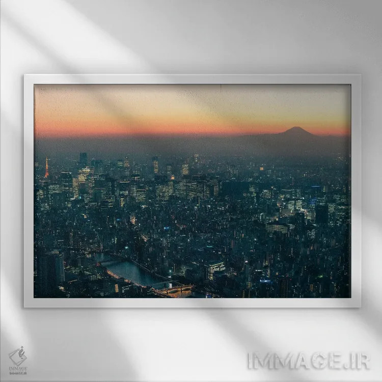 تابلو غروب خط افق توکیو اثر فابیان فورتمن - نمای قابدار سفید