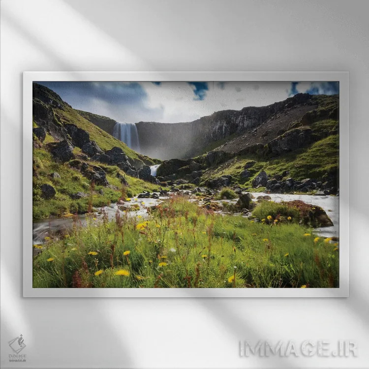 تابلو طبیعت ایسلند اثر فابیان فورتمن - نمای قابدار سفید