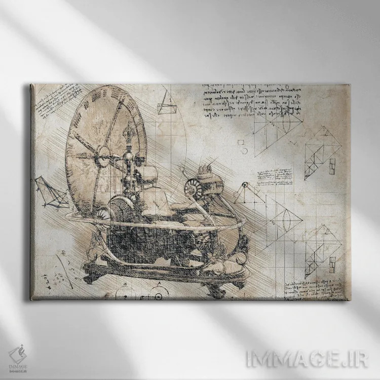 تابلو ماشین زمان اچ. جی. ولز (سپیا) اثر فیشرکرافت (استودیوی خلاقانه) - نمای روبهرو روی دیوار