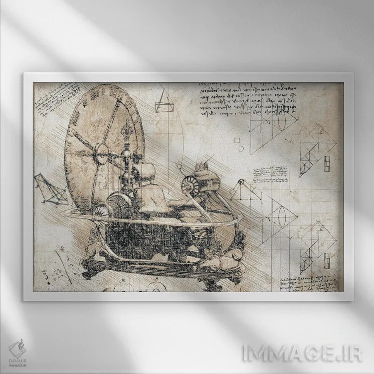 تابلو ماشین زمان اچ. جی. ولز (سپیا) اثر فیشرکرافت (استودیوی خلاقانه) - نمای قابدار سفید
