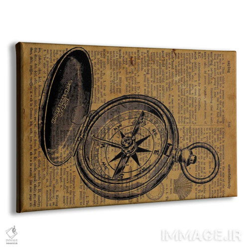 تابلو حکاکی قطبنما روی کاغذ قدیمی اثر فیشرکرافت (استودیوی خلاقانه) - نمای پرسپکتیو محصول