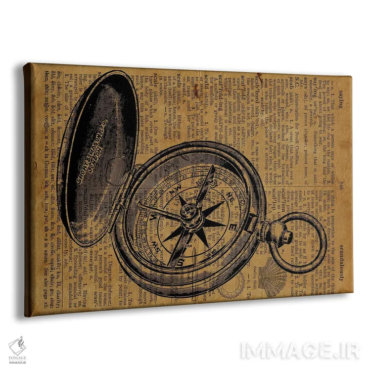 تابلو حکاکی قطبنما روی کاغذ قدیمی اثر فیشرکرافت (استودیوی خلاقانه) - نمای پرسپکتیو محصول