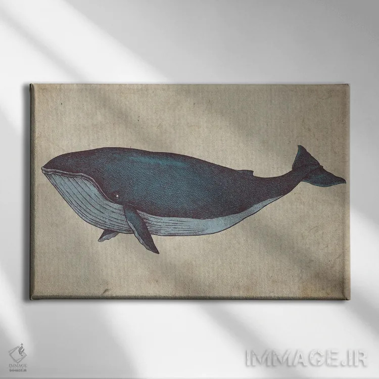 تابلو طرح نهنگ قدیمی اثر فیشرکرافت (استودیوی خلاقانه) - نمای روبهرو روی دیوار