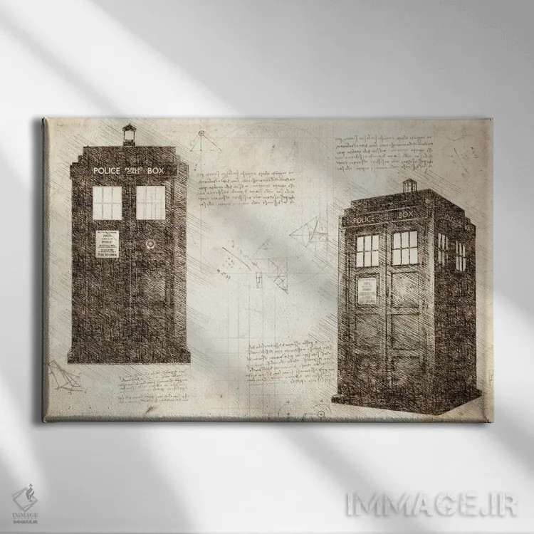 تابلو دکتر هو، تاردیس روشن اثر فیشرکرافت (استودیوی خلاقانه) - نمای روبهرو روی دیوار