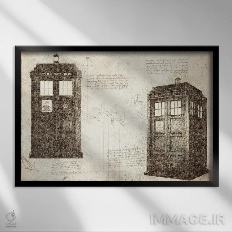 تابلو دکتر هو، تاردیس روشن اثر فیشرکرافت (استودیوی خلاقانه) - نمای قابدار مشکی