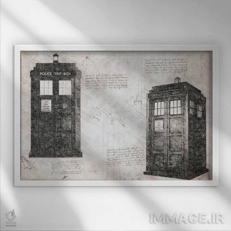 تابلو دکتر هو، تاردیس تیره اثر فیشرکرافت (استودیوی خلاقانه) - نمای قابدار سفید