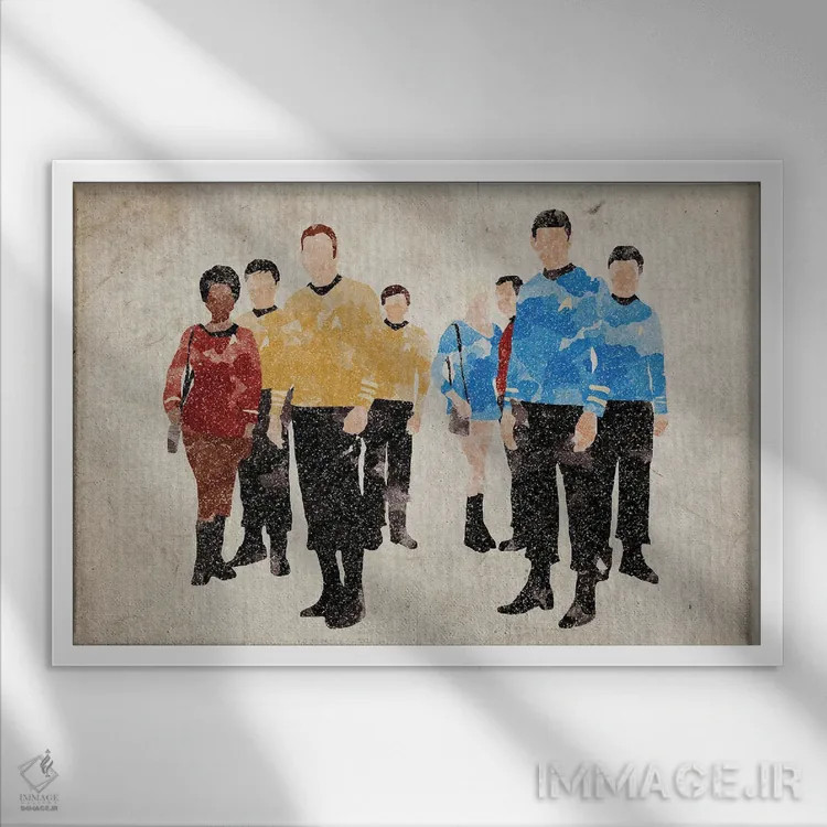 تابلو بازیگران سری اصلی پیشتازان فضا اثر فیشرکرافت (استودیوی خلاقانه) - نمای قابدار سفید