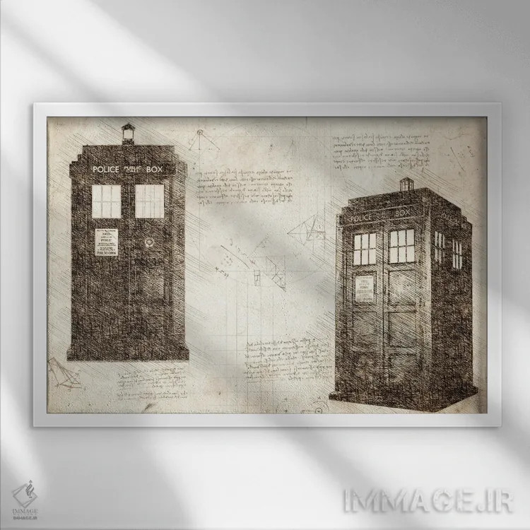 تابلو دکتر هو، تاردیس روشن اثر فیشرکرافت (استودیوی خلاقانه) - نمای قابدار سفید